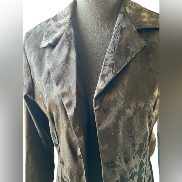 White House Black Market Black Brocade Duster Jacket - Picture 3 of 9